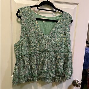 Lucky Brand Mint Floral Sleeveless Top